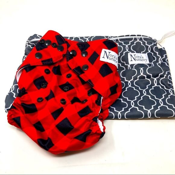 Cloth Diaper Red Buffalo Plaid - Picture 1 of 7